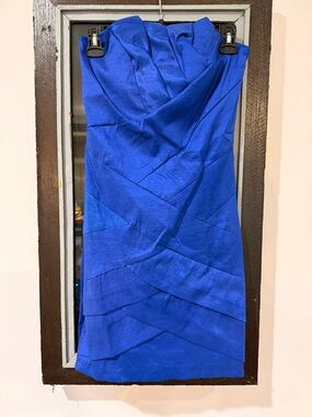 Va Va Voom Strapless Cobalt Blue Layered Sheath Dress